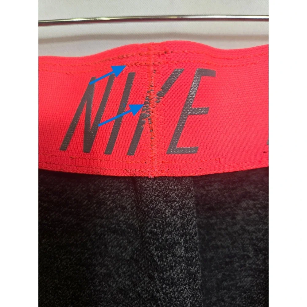 Nike‎ Dri-Fit Shorts Womens XL Dark Gray Pink Waistband Athletic Stretch Flaw
